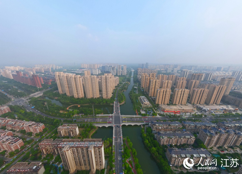 如皋城区十字桥生态绿廊。人民网 记者王继亮摄